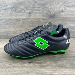 Lotto Stadio Soccer Cleats Black Green Made in Italy Men's Size 13